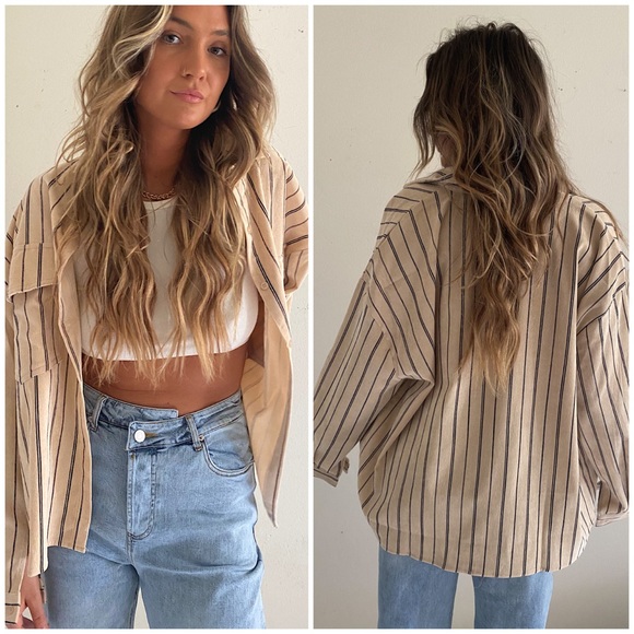 Striped Mini Cord Button Up - Picture 2 of 3